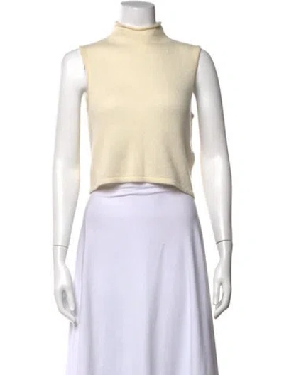 Pre-owned Lapointe Cashmere Mock Neck Top In Yellow