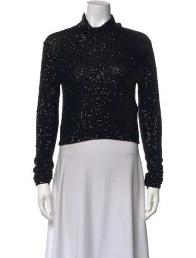Pre-owned Lapointe Cashmere Patterned Sweater In Black