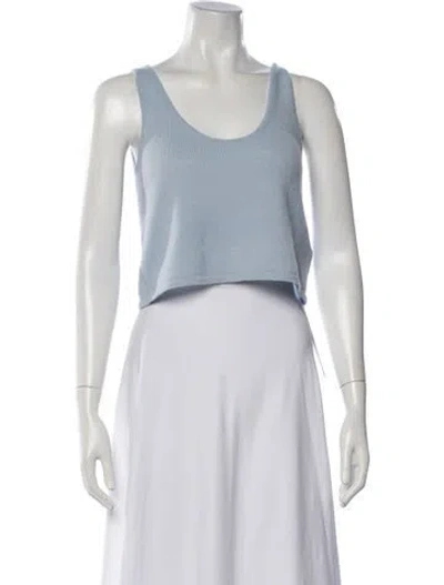 Pre-owned Lapointe Cashmere Scoop Neck Crop Top In Green