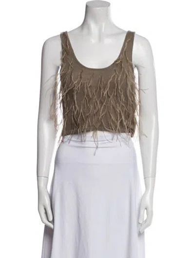 Pre-owned Lapointe Cashmere Scoop Neck Crop Top In Neutral