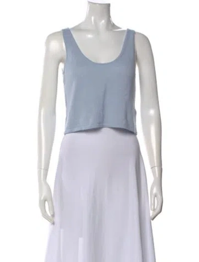 Pre-owned Lapointe Cashmere Scoop Neck Crop Top W/ Tags In Blue