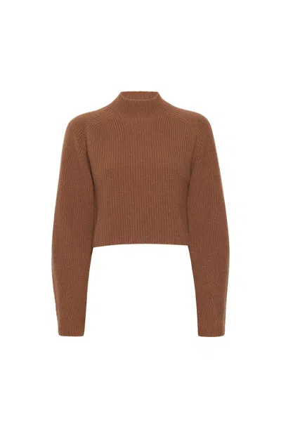 Lapointe Cashmere Silk Cropped Raglan Sweater In Camel