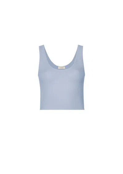Lapointe Cashmere Silk Cropped Tank Top In Pale Blue