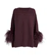 Lapointe V-neck Cashmere Sweater With Feathers In Purple