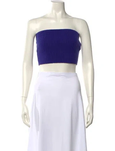 Pre-owned Lapointe Cashmere Strapless Crop Top In Blue