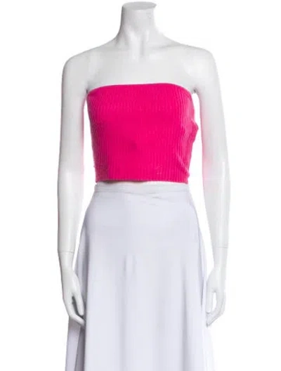 Pre-owned Lapointe Cashmere Strapless Crop Top In Pink