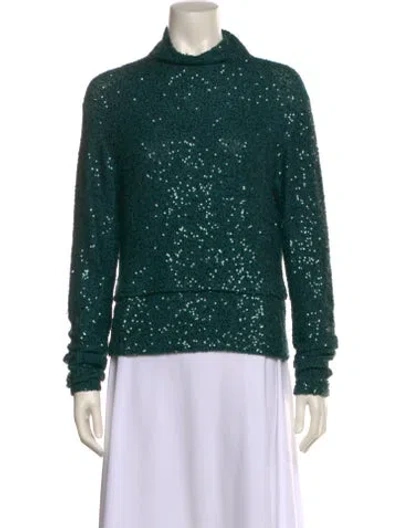 Pre-owned Lapointe Cashmere Turtleneck Sweater In Green