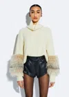 Lapointe Cashmere Turtleneck Sweater With Fur In Butter