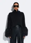 Lapointe Cashmere Turtleneck Sweater With Shearling In Black