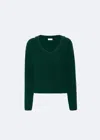 Lapointe Cashmere V Neck Sweater In Forest
