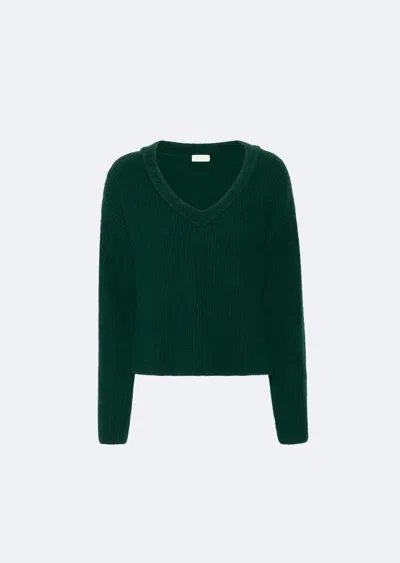 Lapointe Cashmere V Neck Sweater In Forest