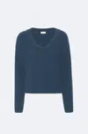 Lapointe Cashmere V Neck Sweater In Marine