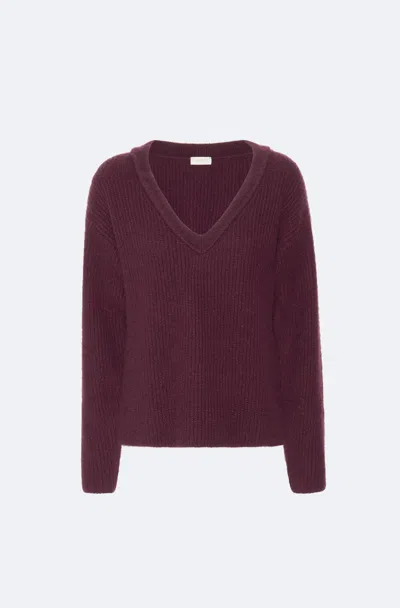 Lapointe Cashmere V Neck Sweater In Mulberry