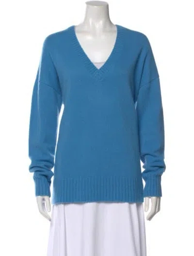 Pre-owned Lapointe Cashmere V-neck Sweater In Blue