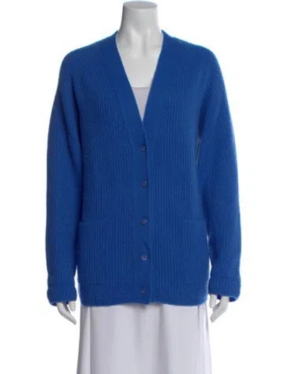 Pre-owned Lapointe Cashmere V-neck Sweater In Blue