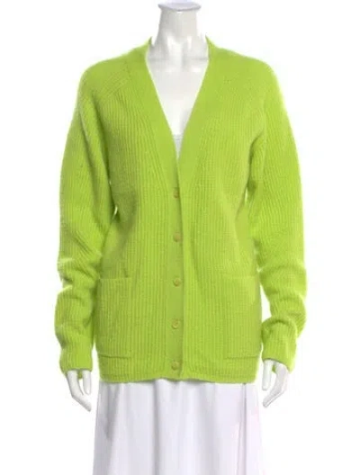 Pre-owned Lapointe Cashmere V-neck Sweater In Green