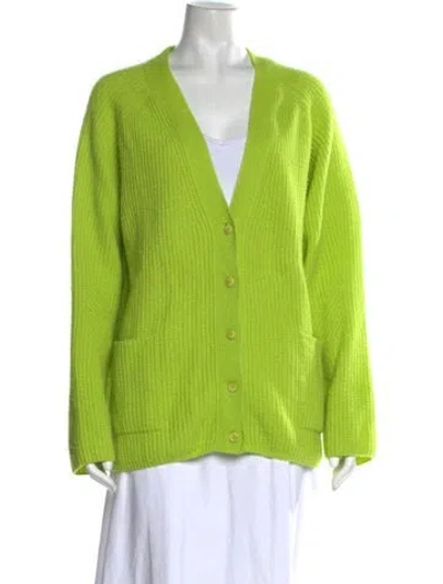 Pre-owned Lapointe Cashmere V-neck Sweater In Green