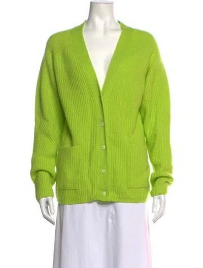 Pre-owned Lapointe Cashmere V-neck Sweater In Green