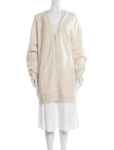 Pre-owned Lapointe Cashmere V-neck Sweater In Neutrals