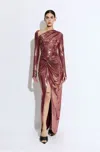 Lapointe Coated Jersey Asymmetric Draped Sarong Dress