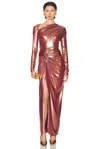 Lapointe Coated Jersey Asymmetric Draped Sarong Dress