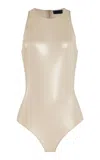 Lapointe Coated Jersey Halterneck Bodysuit In Neutral