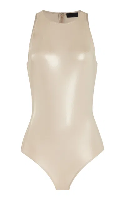 Lapointe Coated Jersey Bodysuit In Neutral