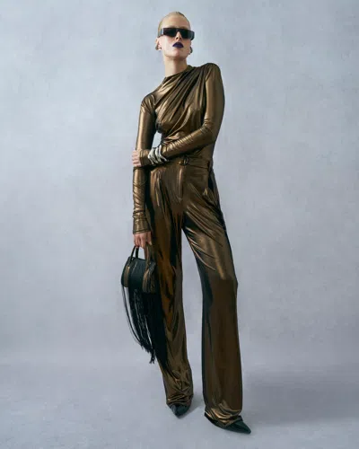Lapointe Coated Jersey Draped Longsleeve Top