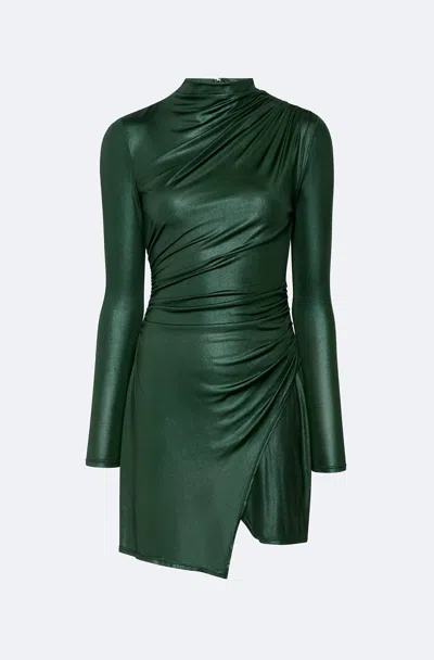 Lapointe Coated Jersey Draped Mini Dress In Animal Print