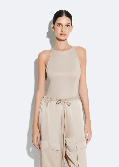 Lapointe Coated Jersey Halterneck Bodysuit In Sand