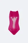 Lapointe Coated Jersey Halterneck Bodysuit In Ultra Pink