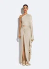 Lapointe Coated Jersey One Shoulder Gown In Sand
