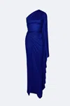 Lapointe Coated Jersey One Shoulder Rouched Gown In Ink
