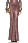 Lapointe Coated Jersey Ruched Maxi Skirt In Brown