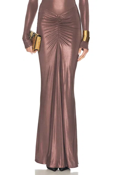 Lapointe Coated Jersey Ruched Maxi Skirt