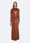 Lapointe Coated Jersey Ruched Maxi Skirt In Copper