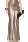 Lapointe Coated Jersey Ruched Maxi Skirt In Steel