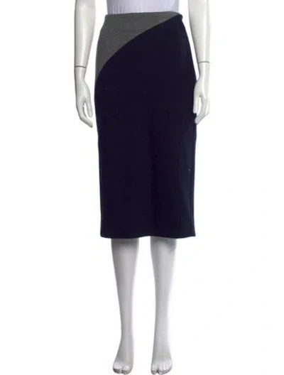 Pre-owned Lapointe Colorblock Pattern Knee-length Skirt In Blue