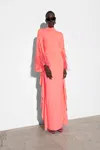 Lapointe Compact Jersey Batwing Gown With Feathers In Hot Pink