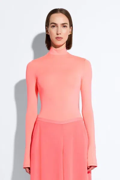 Lapointe Compact Jersey Mock Neck Bodysuit In Hot Pink