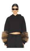 Lapointe Cotton Sweatshirt With Fur In Black