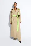 Lapointe Cotton Double Breasted Trench In Khaki/yellow Glow