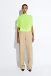 Lapointe Cotton Double Seam Pant In Khaki/yellow Glow