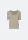 Lapointe Cotton Scoop Neck Tee In Gray