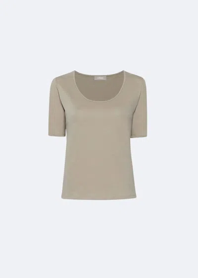 Lapointe Cotton Scoop Neck Tee In Gray