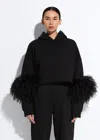 Lapointe Cotton Sweatshirt With Feathers In Black
