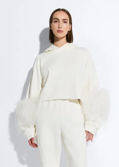 Lapointe Cotton Sweatshirt With Feathers In Off White