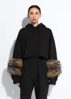 Lapointe Cotton Sweatshirt With Fur In Black