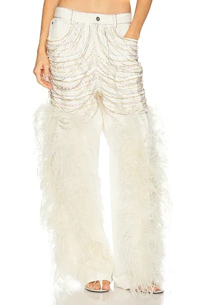 Lapointe Cotton Twill Embroidered Straight Leg Pant In White