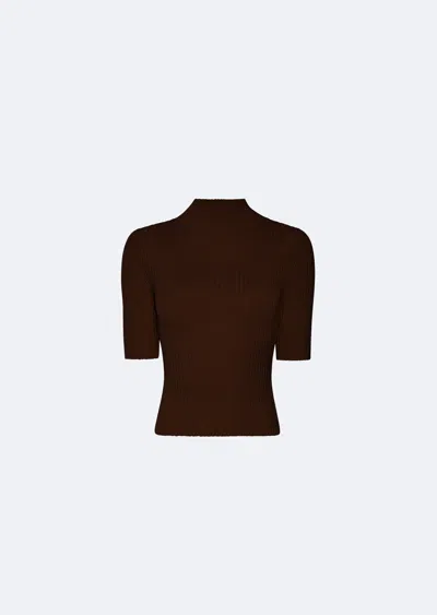 Lapointe Cotton Wool Turtleneck Tee In Cacao